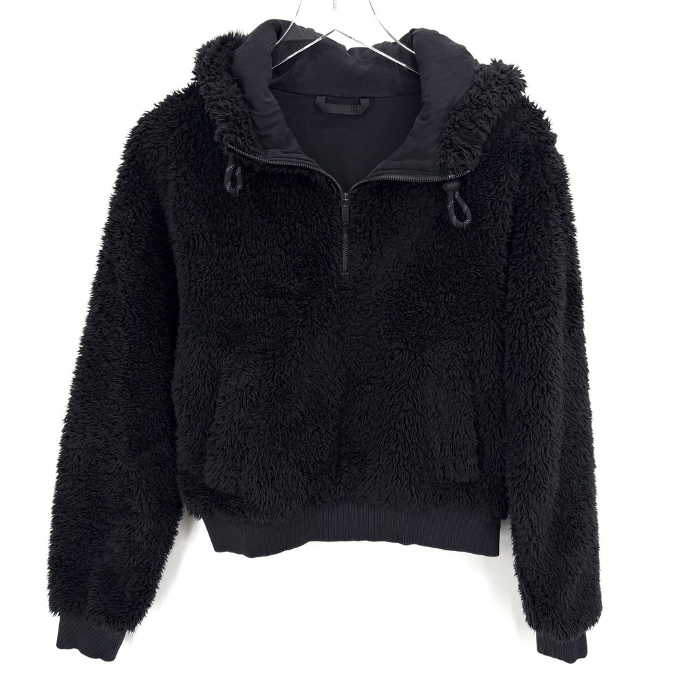 Lululemon Oh So Sherpa Half Zip Hoodie Size 8 Black Fleece Pullover Sweatshirt